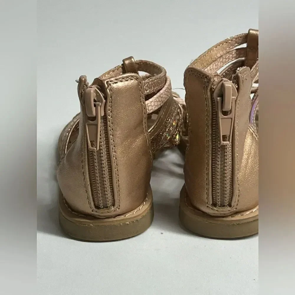 Self Esteem Girls Gladiator Sandals Glitter Strappy Open Toe Zip Closure Size 7